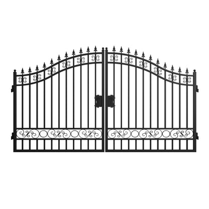 12x8 ft Dual Swing Driveway Steel Gate#design_basic