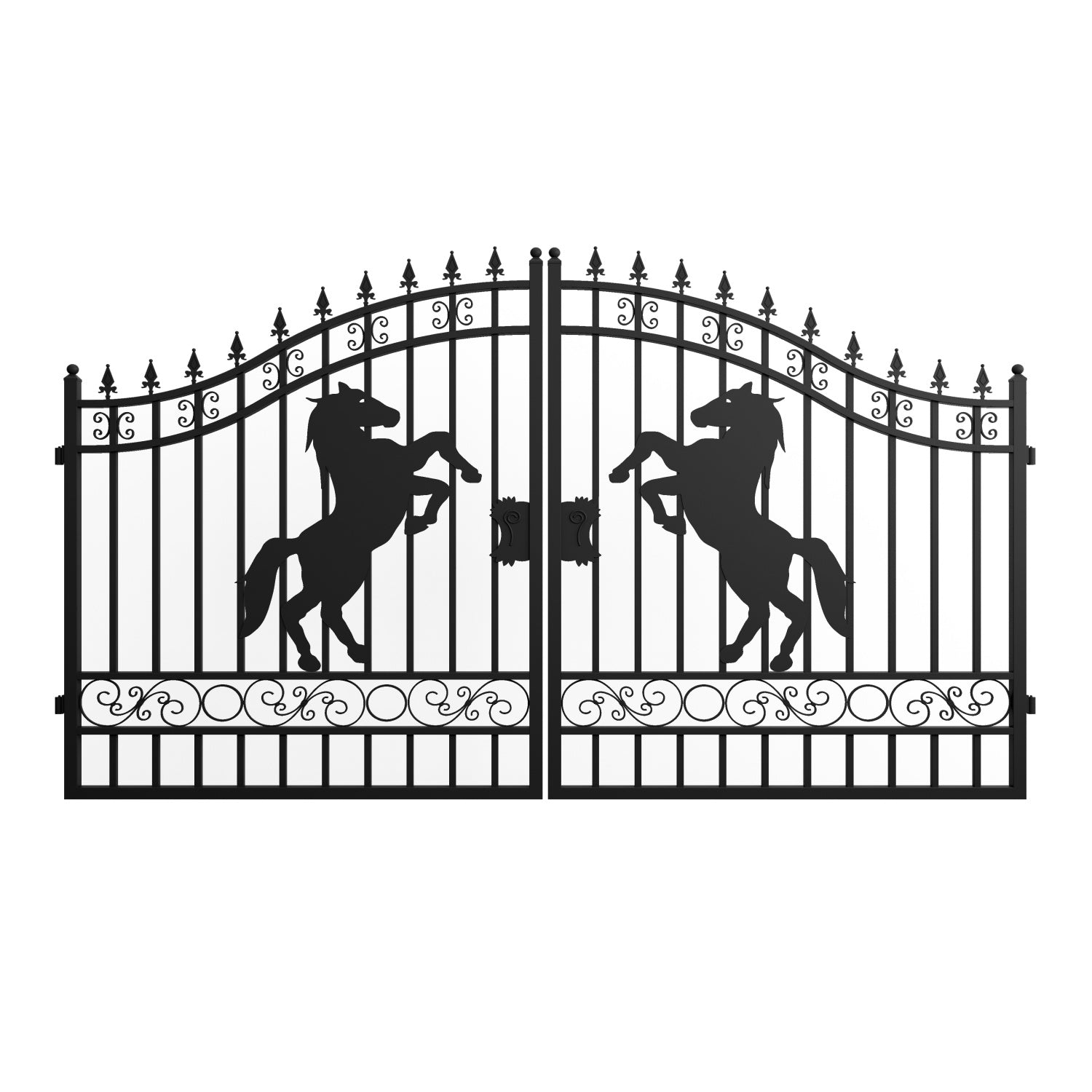 12' Dual Swing Wrought Iron Gate with Horse Pattern