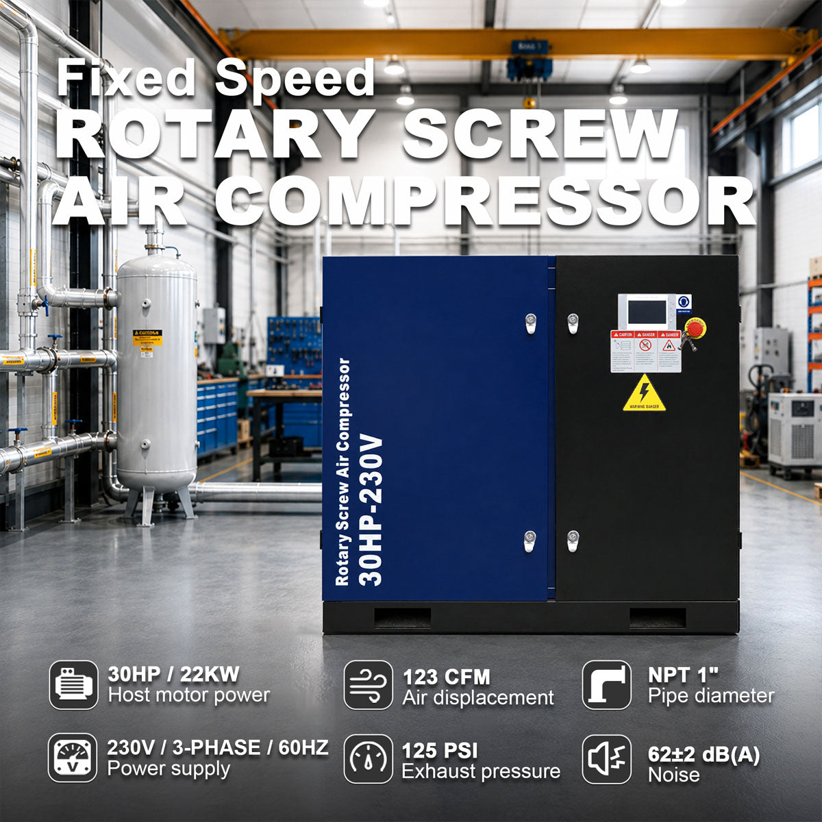 A 30HP-230V rotary screw air compressor
