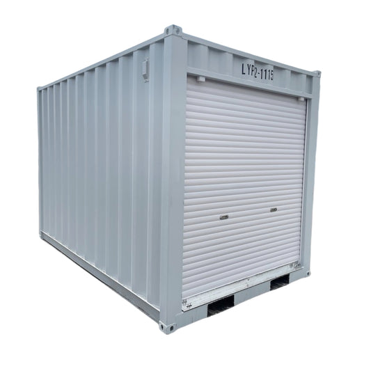 12' Small Cubic Shipping Container, Rollup Door#color_grey