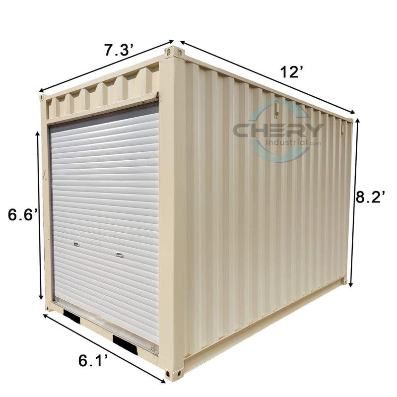 12' Small Cubic Shipping Container, Rollup Door