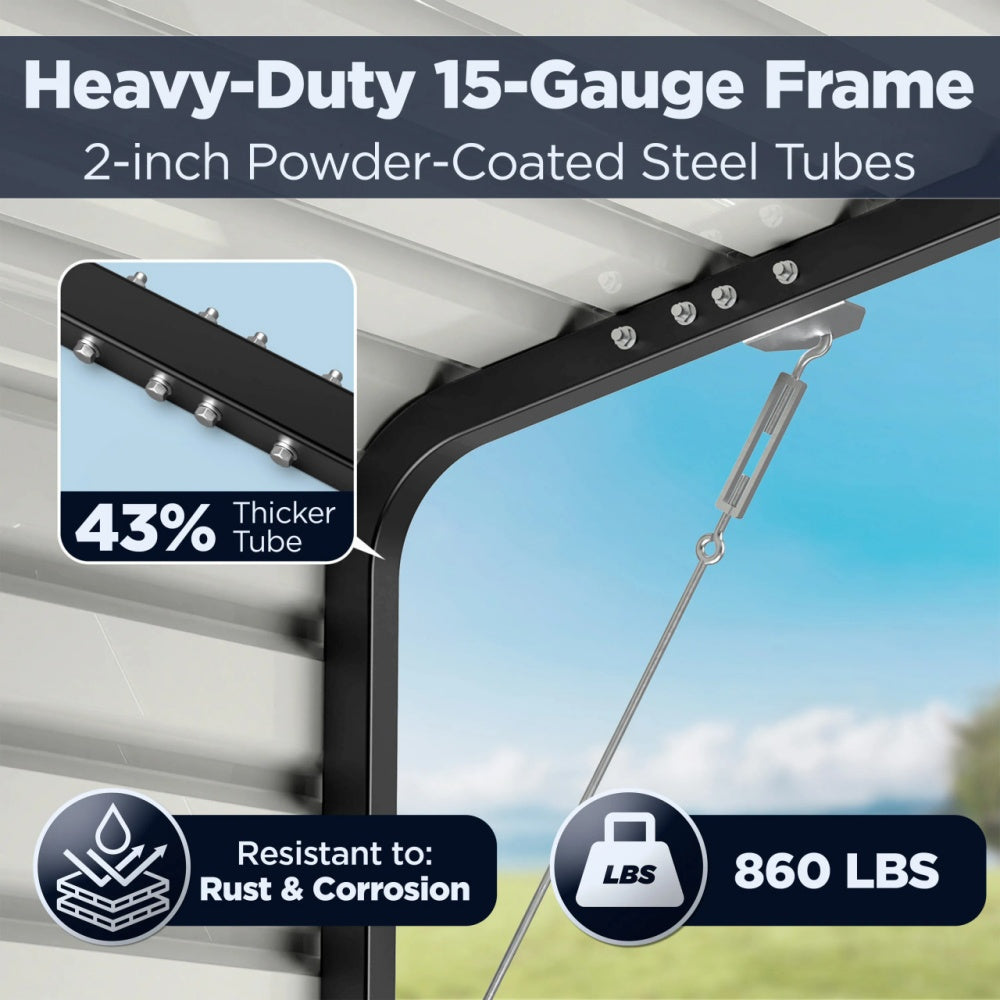 12'x30' Metal Carport with Corrugated Roof