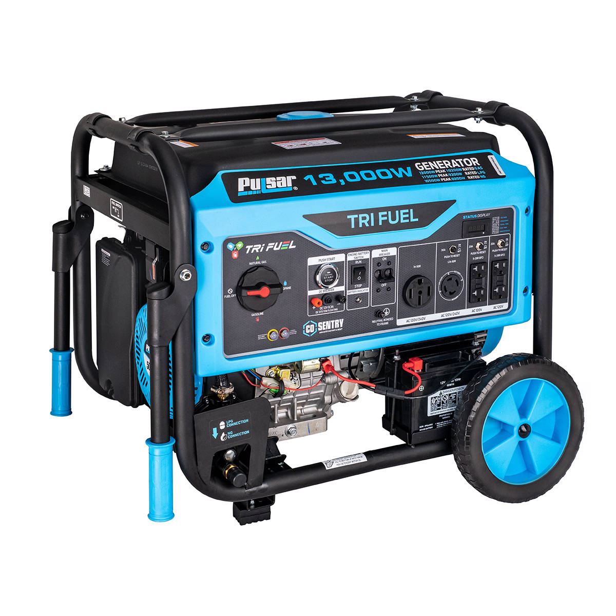 13000W Tri-Fuel Generator with CO sentry