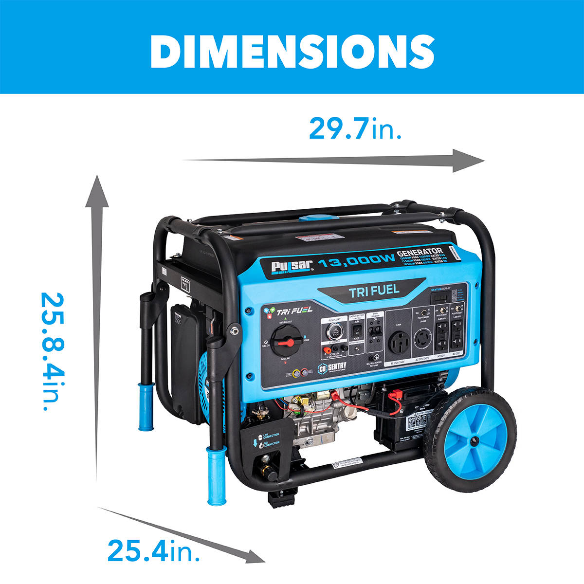 13000W Tri-Fuel Generator with CO Sentry