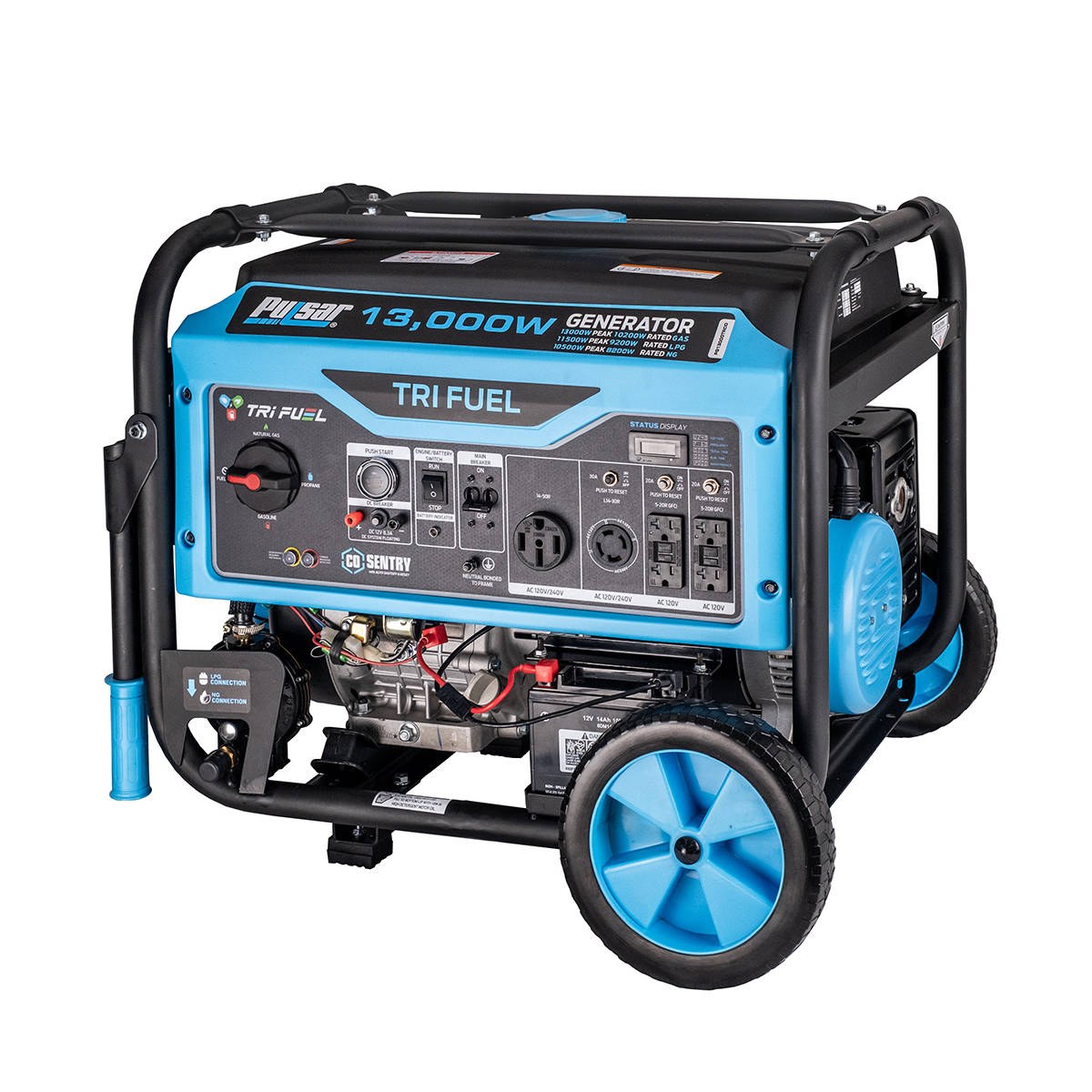 13000W Tri-Fuel Generator with CO sentry