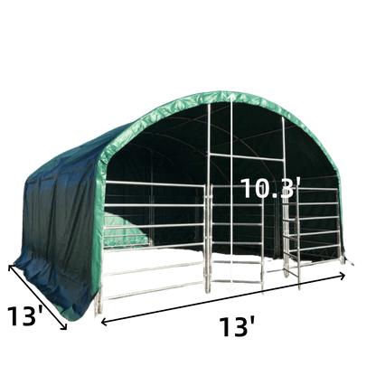 13' x 13' Livestock Corral Shelter with front door