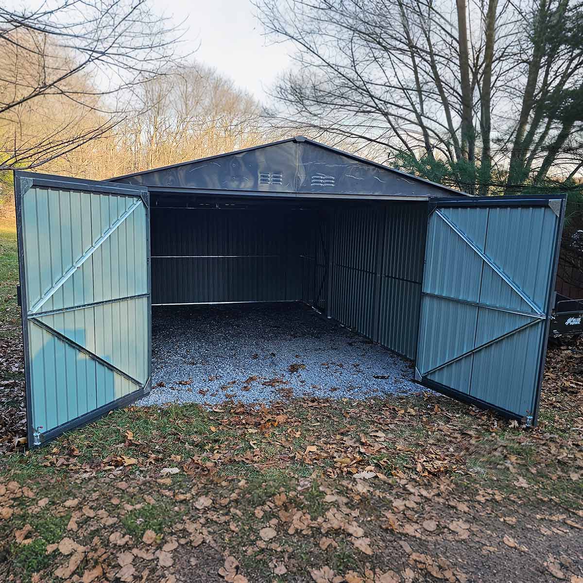 13'x20' plus upgraded metal garage shed for outdoor storage