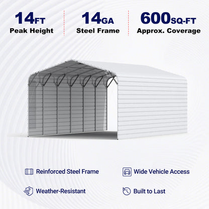 20'×30' Heavy-Duty Steel Carport