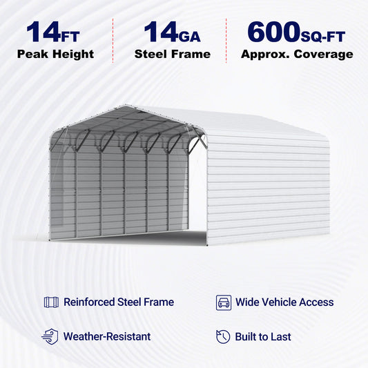 20'×30' Heavy-Duty Steel Carport