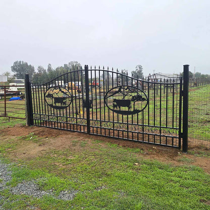 14 ft driveway gate with OX pattern#design_ox