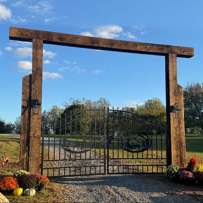  14ft Dual Swing Wrought Iron Gate Customer Pic#design_deer