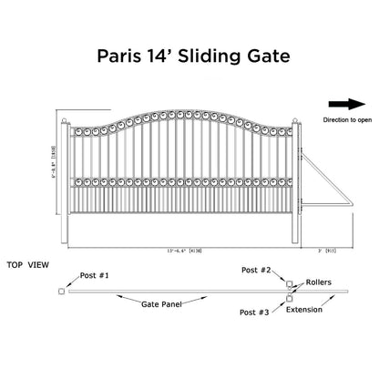 14x6 ft Steel Sliding Driveway Gate-Paris-Style
