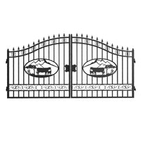 14x8 ft Dual Swing Driveway Steel Gate with Ox Pattern