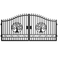 14x8 ft Steel Dual Swing Driveway Gate with Wider Goalposts