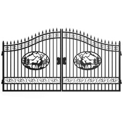 14x8 ft Steel Dual Swing Driveway Gate