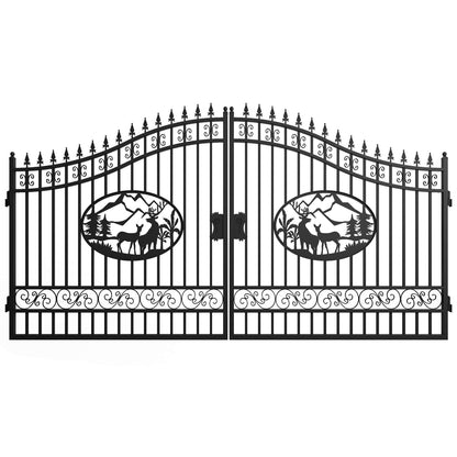 14x8 ft Steel Dual Swing Driveway Gate