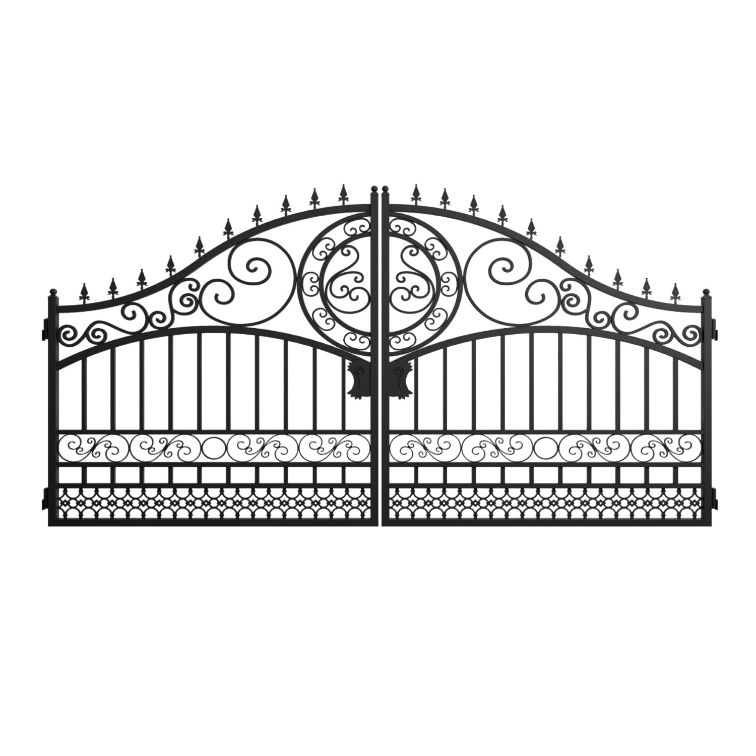14x8 ft Steel Dual Swing Driveway Gate-European Style
