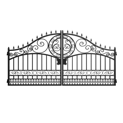 14x8 ft Steel Dual Swing Driveway Gate-European Style