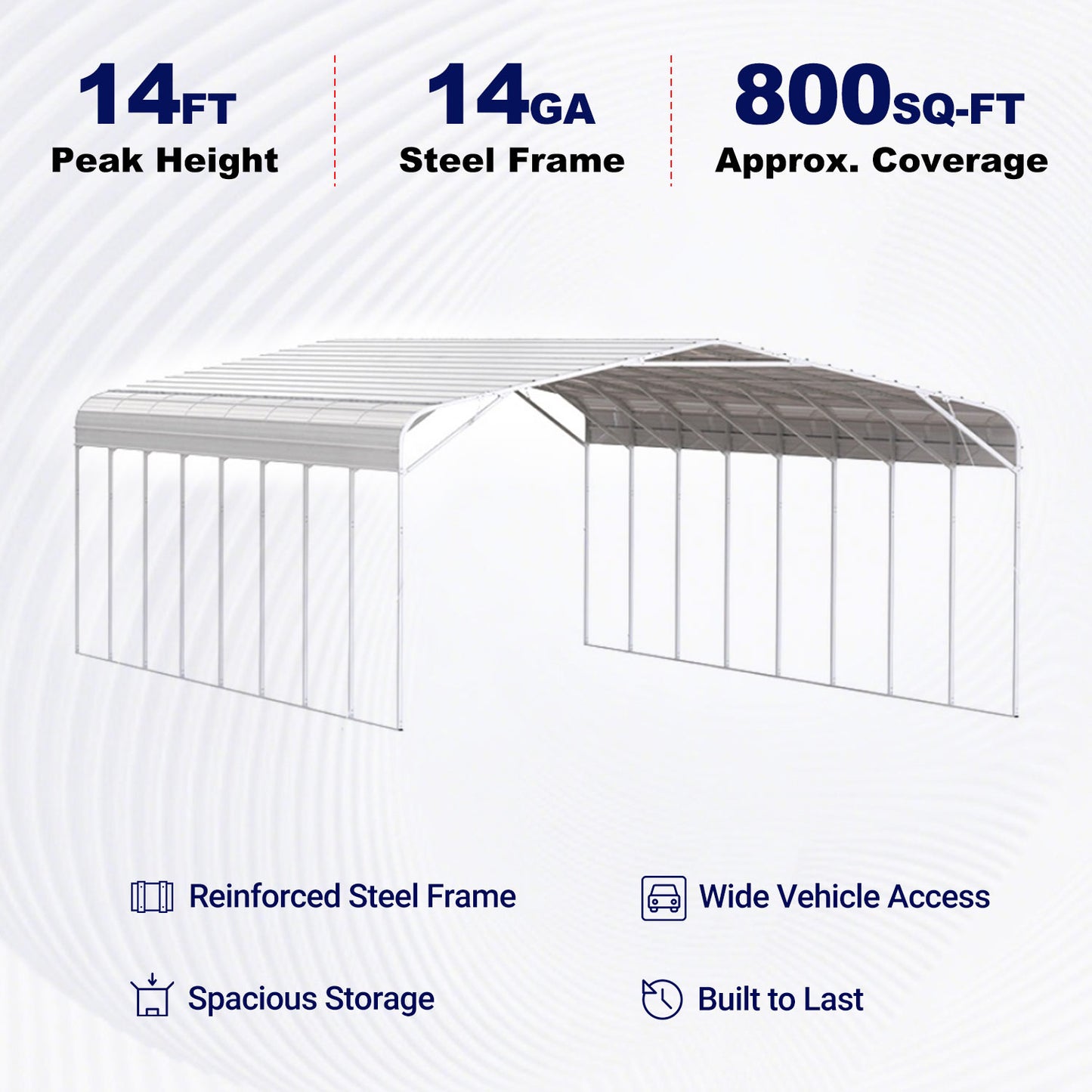 20'×40' Heavy-Duty Steel Carport Garage