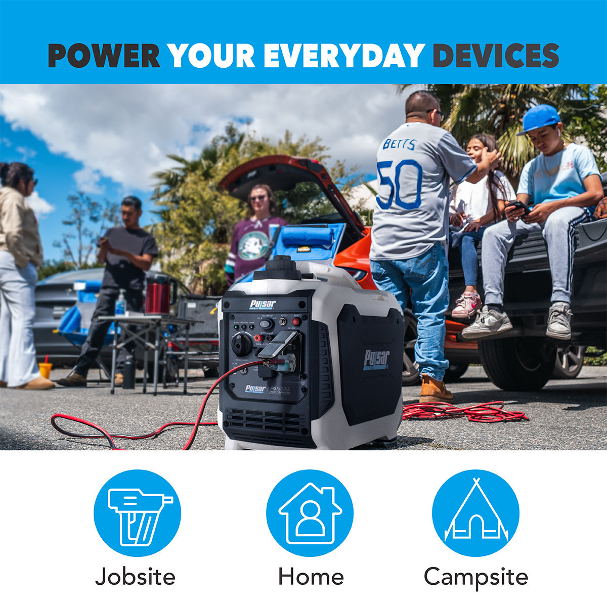 1,500W Gasoline Inverter Generator, 1,200W Rated, CARB