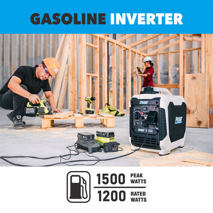 1,500W Gasoline Inverter Generator, 1,200W Rated, CARB