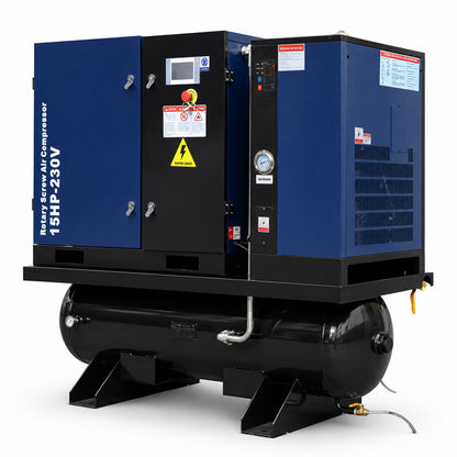 56 CFM-15HP-Rotary-Screw-Air-Compressor-with-Dryer_68.7-Gal-ASMETank-125PSI-230V-3PHASE-60HZ