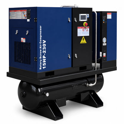 56 CFM-15HP-Rotary-Screw-Air-Compressor-with-Dryer_68.7-Gal-ASMETank-125PSI-230V-3PHASE-60HZ