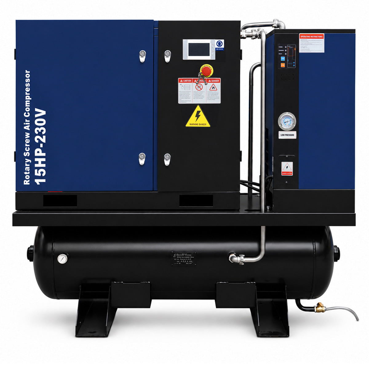 56 CFM-15HP-Rotary-Screw-Air-Compressor-with-Dryer_68.7-Gal-ASMETank-125PSI-230V-3PHASE-60HZ