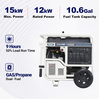 15,000 Watt Dual Fuel Portable Generator