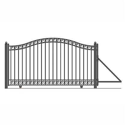 16ft Steel Sliding Driveway Gate with 5ft Pedestrian Gate-Dublin Style