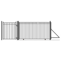 16ft Steel Sliding Driveway Gate with 5ft Pedestrian Gate-Madrid Style