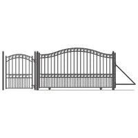 16ft Steel Sliding Driveway Gate with 5ft Pedestrian Gate-Paris Style