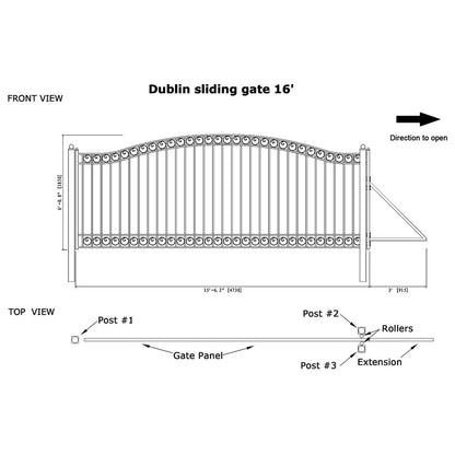 16x6 ft Steel Sliding Driveway Gate-Dublin-Style