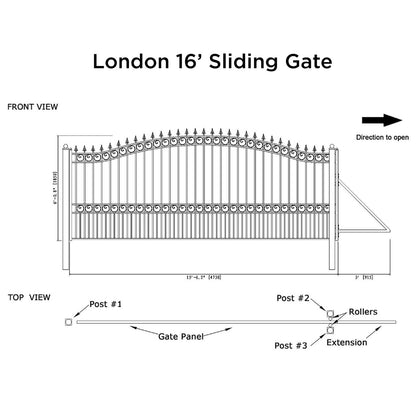 16x6 ft Steel Sliding Driveway Gate-London-Style