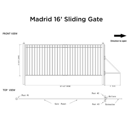 16x6 ft Steel Sliding Driveway Gate-Madrid-Style