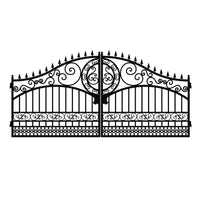 16x7 ft Dual Swing Driveway Steel Gate with European Style