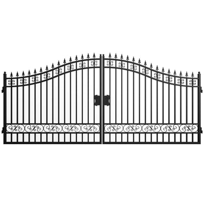 16x8 ft Steel Dual Swing Driveway Gate