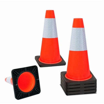 18" Traffic Safety Cones, Orange Parking Cone with Reflective Collars