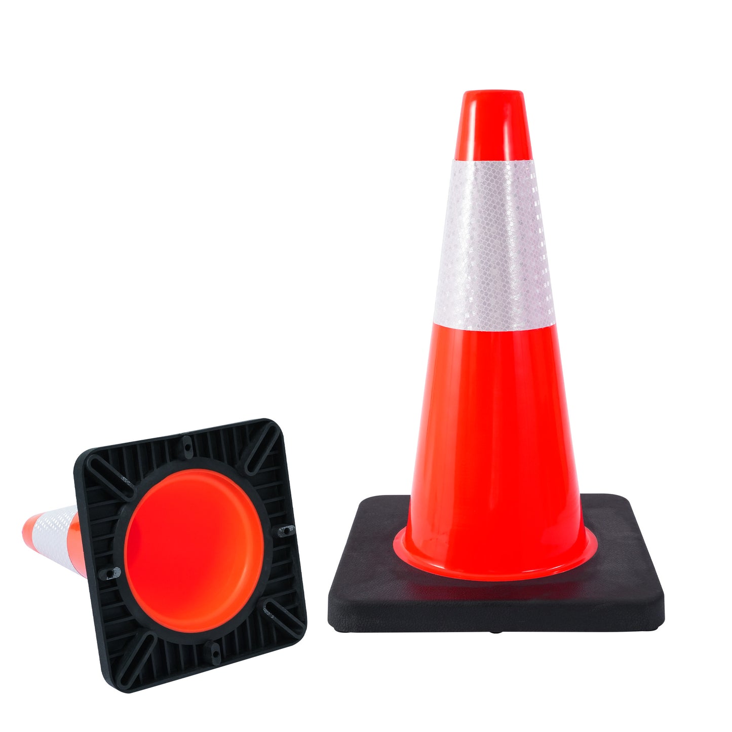 18" Traffic Safety Cones, Orange Parking Cone with Reflective Collars
