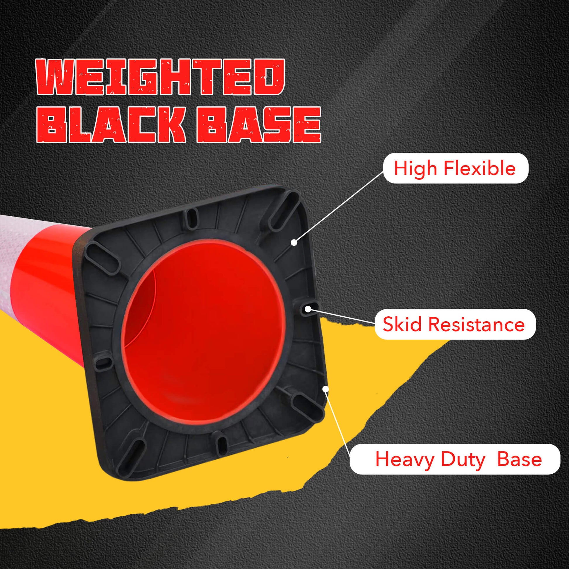 18" Traffic Safety Cones, Orange Parking Cone with Reflective Collars