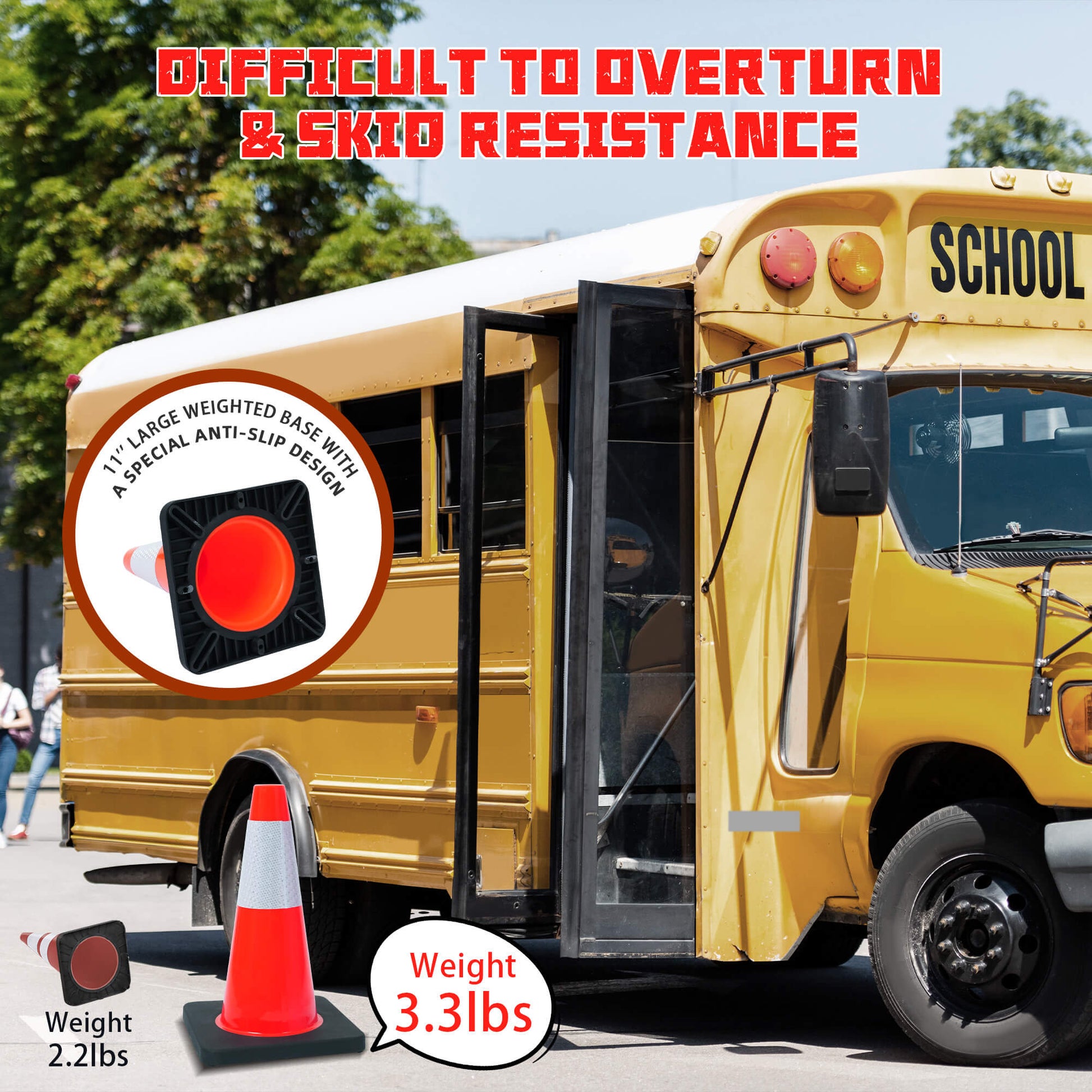 18" Traffic Safety Cones, Orange Parking Cone with Reflective Collars