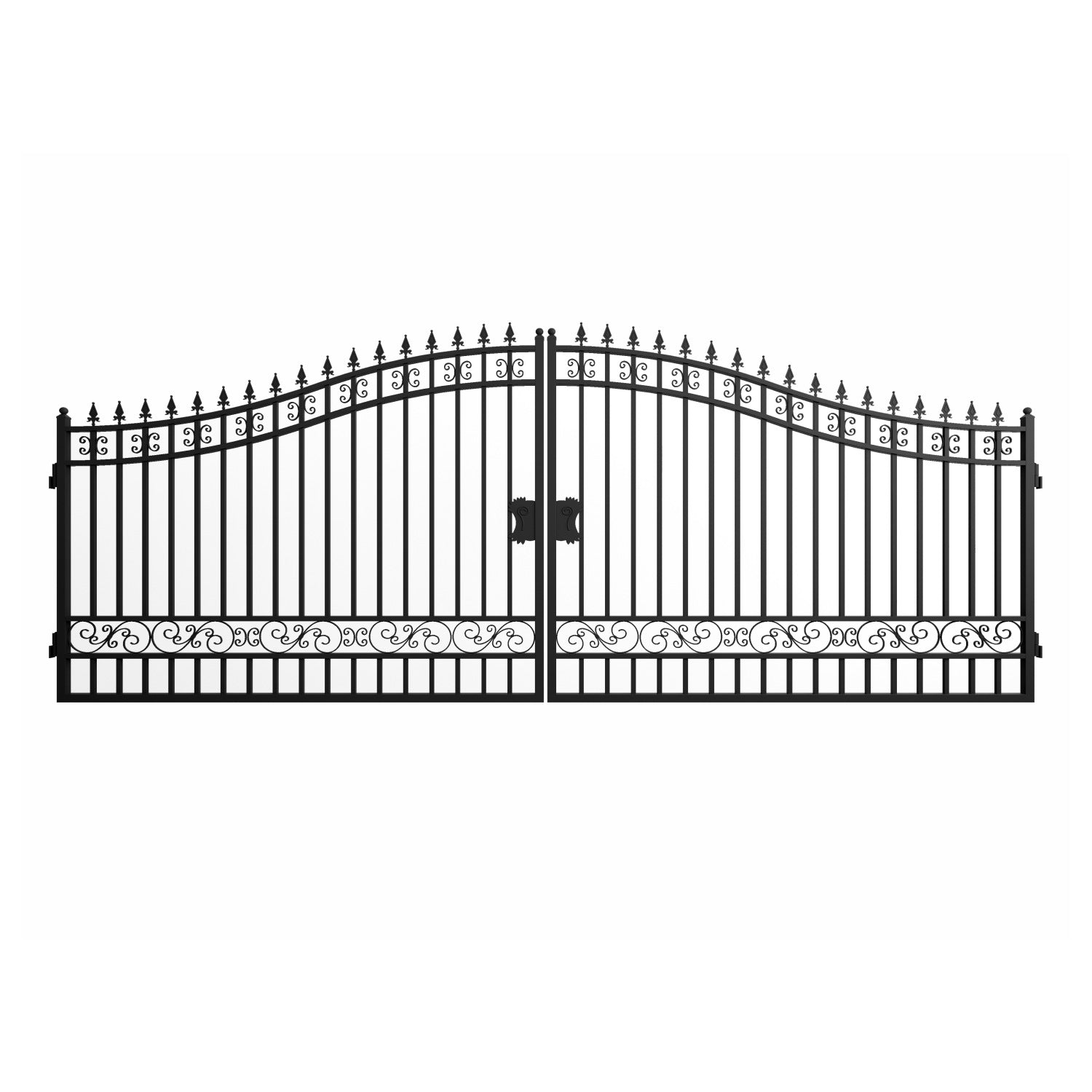 18x8 ft Steel Dual Swing Driveway Gate-Basic Style