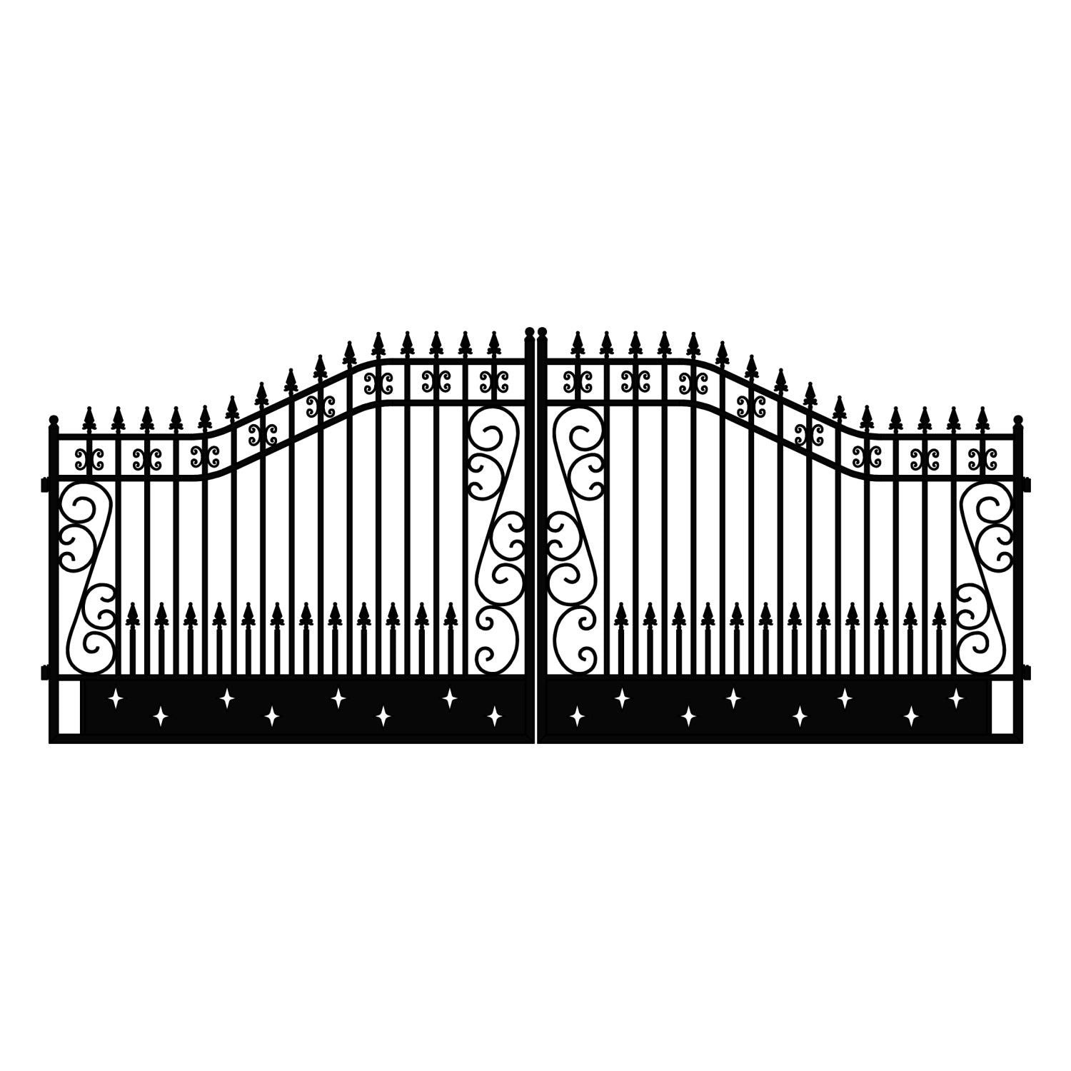 18x8 ft Steel Dual Swing Driveway Gate-Star Style