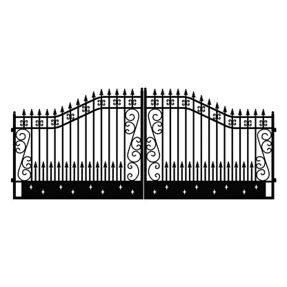 18x8 ft Steel Dual Swing Driveway Gate-Star Style