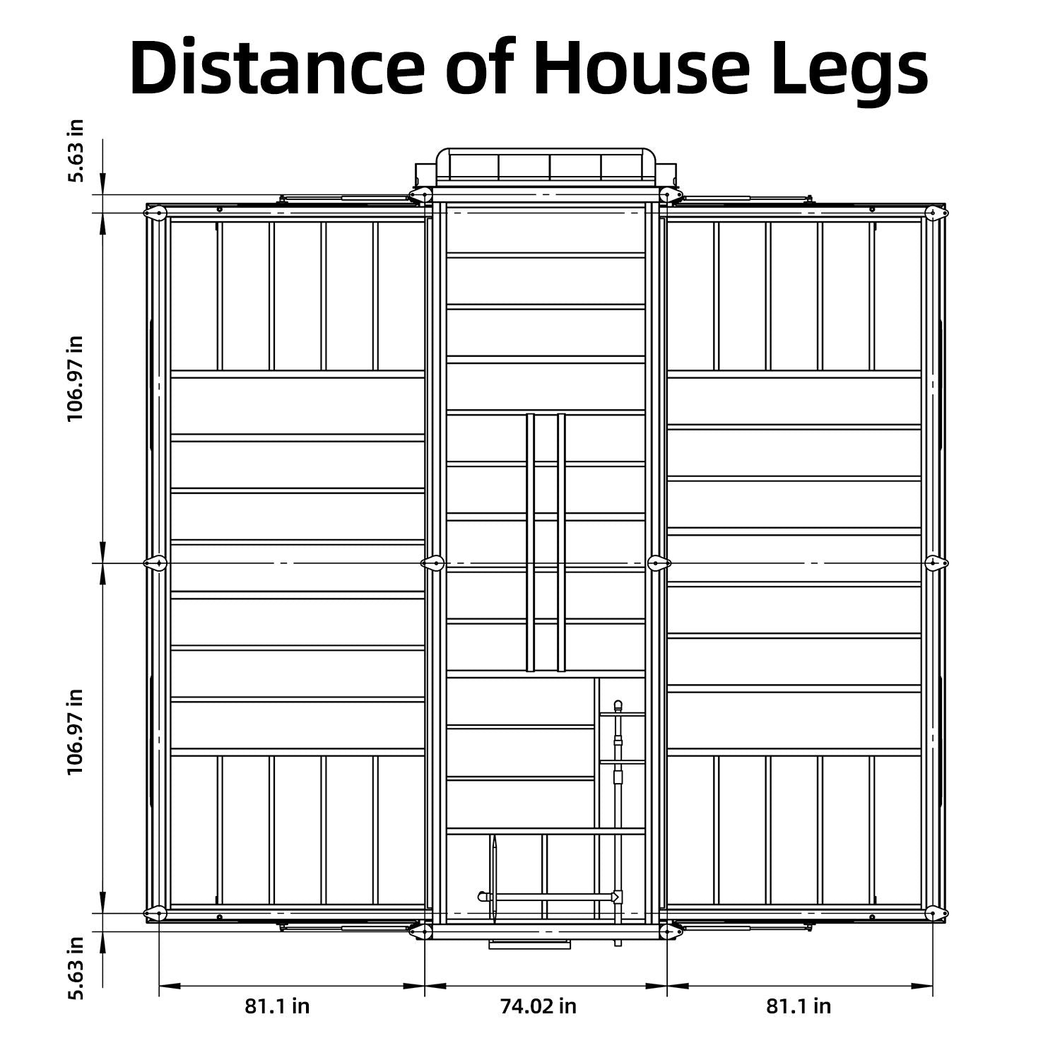 Distance of House Legs-Expandable Prefab Home 19ft x 20ft