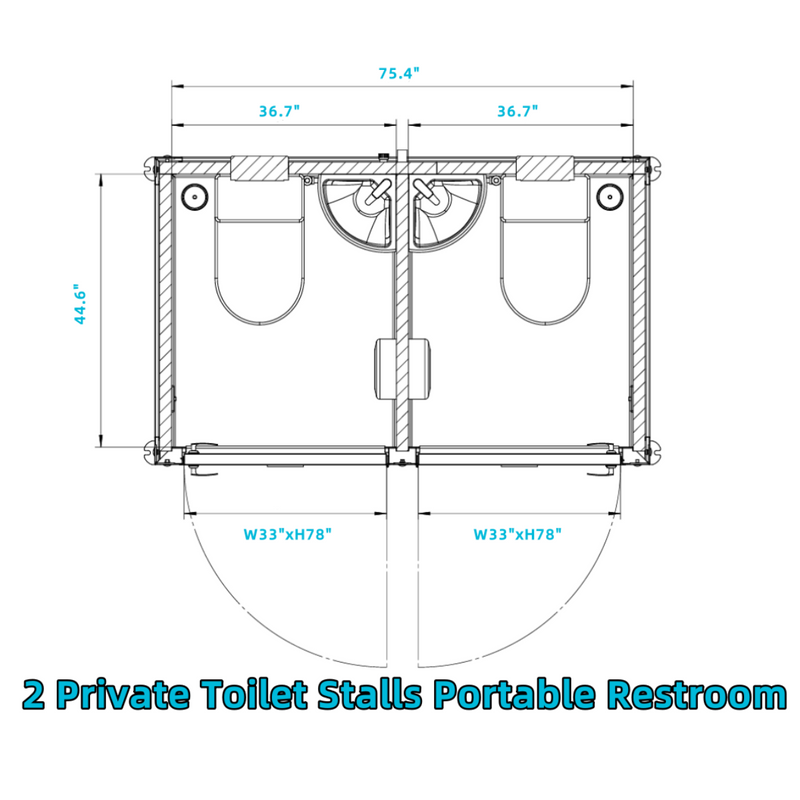 2 Private Toilet Stalls Portable Restroom floorplan