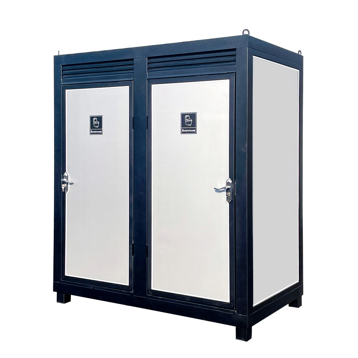 2-Stall Portable Toilet with Sink & Vent Fan