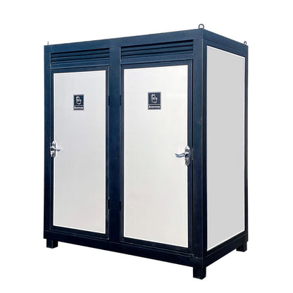 2-Stall Portable Toilet with Sink & Vent Fan