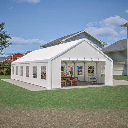 White portable building with a clear sky background
