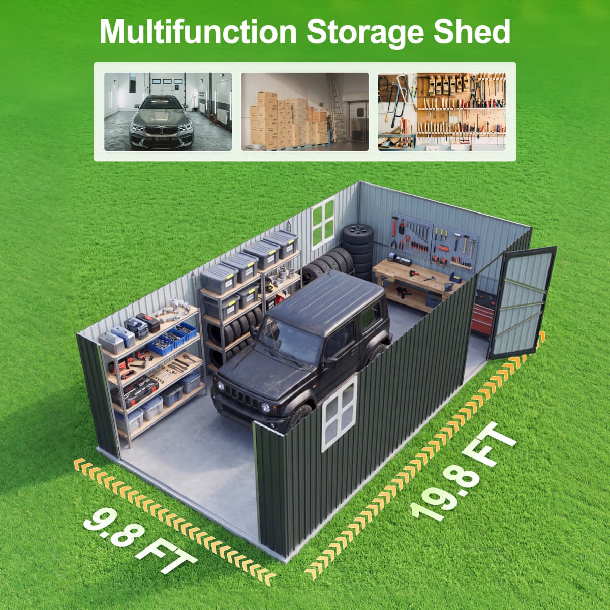20_x_10_ft_Black_Metal_Shed_with_Window